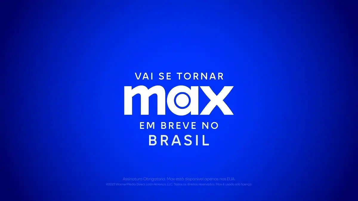 Nova logo da HBO Max somente com a palvra Max em branco e azul ao fundo. Post Confira a transição da HBO Max para Max.